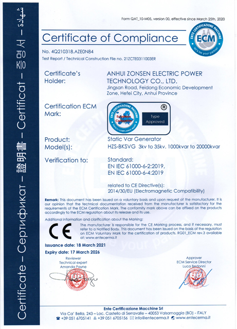 歐盟CE認證（高壓SVG）